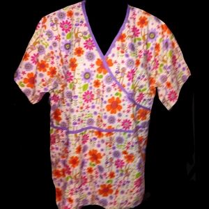 Floral w/ Monkeys Scrub Top by Shana L